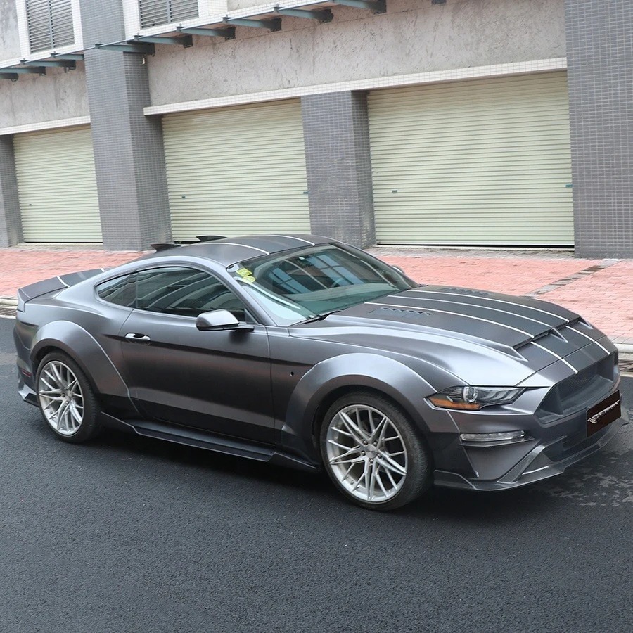 2018-2023 for Mustang Wide Body Kit New Bumper Front/Rear Flares Eyebrow Side Wheel Side Fenders Black Priming 100% Fit